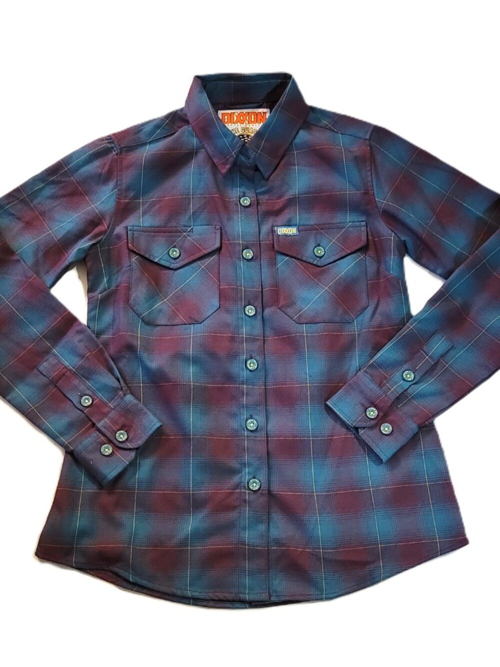 Dixxon San Diego Gulls Flannel Shirt Womens S Small The Quack Plaid Teal Maroon